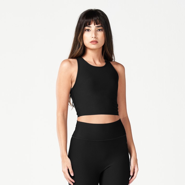 Code Ribbed Crop Tank - Black